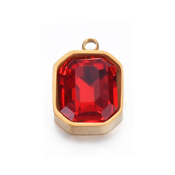 Stainless Steel Glass Crystal Pendant Jewelry Accessories Rectangular Octagonal Square Electroplated