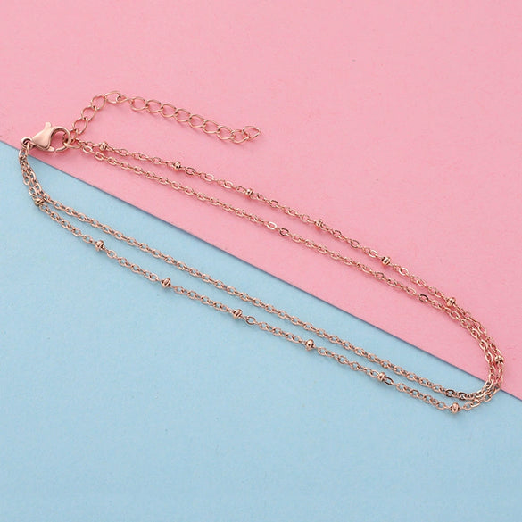 Stainless Steel Glossy Bead Bracelet And Foot Chain Jewelry Accessories Electroplated Diy Fashion Simple