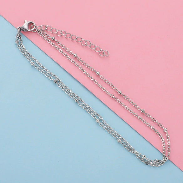 Stainless Steel Glossy Bead Bracelet And Foot Chain Jewelry Accessories Electroplated Diy Fashion Simple