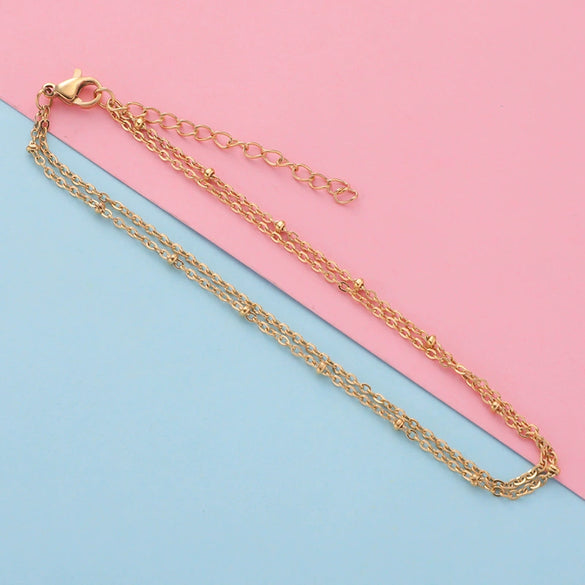 Stainless Steel Glossy Bead Bracelet And Foot Chain Jewelry Accessories Electroplated Diy Fashion Simple