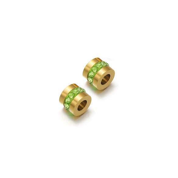 Stainless Steel Glossy Rhinestone Spacer Beads For Bracelet Electroplated Jewelry