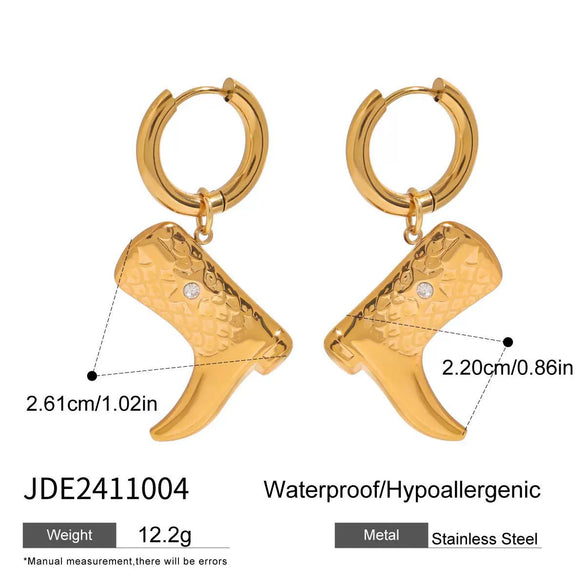 Stainless Steel Glow Boots Pendant Earrings Electroplated Unisex Jewelry