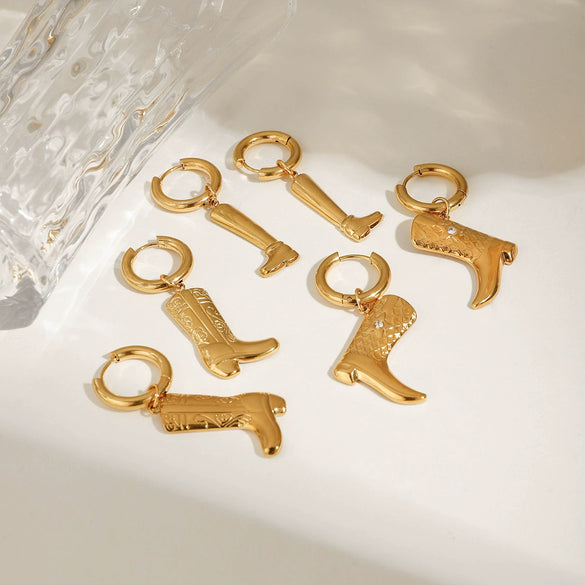 Stainless Steel Glow Boots Pendant Earrings Electroplated Unisex Jewelry
