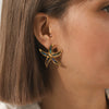 Stainless Steel Glued Abalone Starfish And Star Earrings Geometric And Animal Style