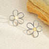 Stainless Steel Gold And Silver Color Matching Geometric And Flower Cut Out Electroplated Women's Earrings