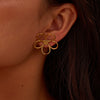 Stainless Steel Gold And Silver Color Matching Geometric And Flower Cut Out Electroplated Women's Earrings
