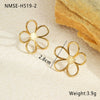 Stainless Steel Gold And Silver Color Matching Geometric And Flower Cut Out Electroplated Women's Earrings