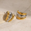 Stainless Steel Gold And Silver Contrast Color Cshaped Electroplated Fashion Women's Earrings