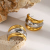 Stainless Steel Gold And Silver Contrast Color Cshaped Electroplated Fashion Women's Earrings