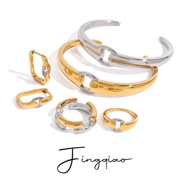 Stainless Steel Gold And Silver Contrast Color Electroplated Highend Women's Earrings