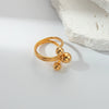 Stainless Steel Gold Beads Three Layer Design Electroplated Geometric Fashion Ring Accessories