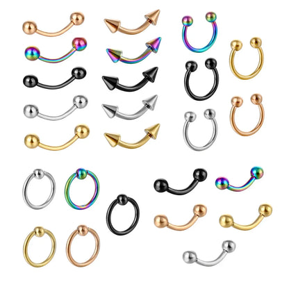 Stainless Steel Gold Electroplating Unisex Nose Pin C Rod Breast Ring Nose Ring