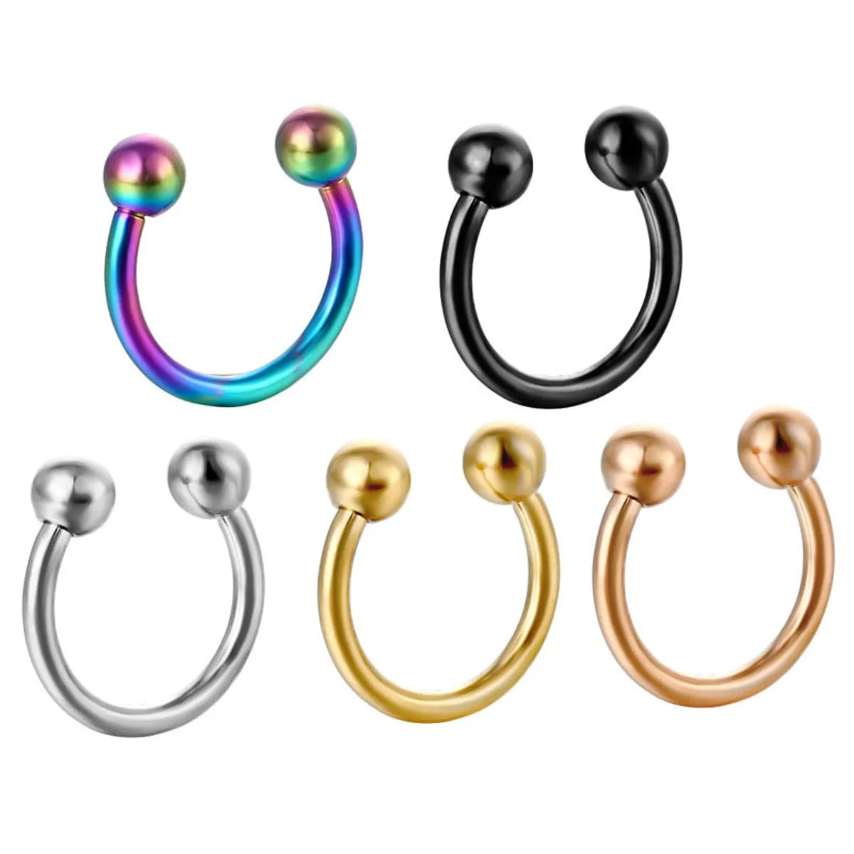 Stainless Steel Gold Electroplating Unisex Nose Pin C Rod Breast Ring Nose Ring