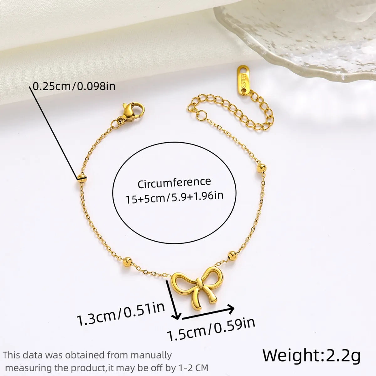 Stainless Steel Gold Plated Casual Sweet Bow Knot Plating Bracelets