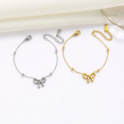 Stainless Steel Gold Plated Casual Sweet Bow Knot Plating Bracelets