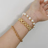 Stainless Steel Gold Plated Detachable Wristband Bracelet With Geometric Design For Unisex