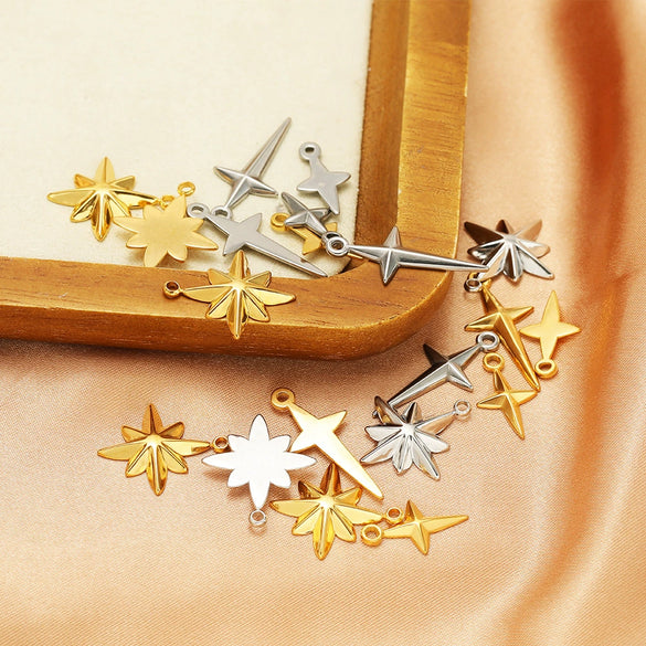 Stainless Steel Gold Plated Eightpointed Star And Cross Pendant Jewelry Accessories
