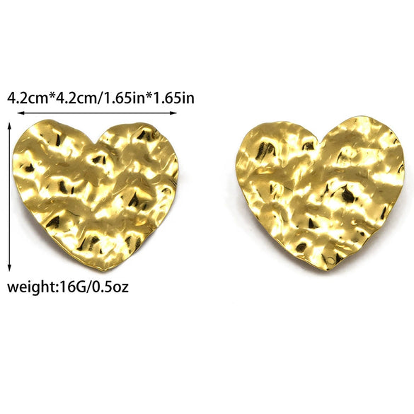 Stainless Steel Gold Plated Embossed Retro Love Three Dimensional Women's Jewelry Set With Earrings And Ring Featuring Water Drops And Bells Pattern