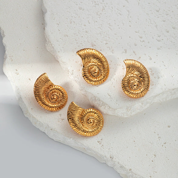 Stainless Steel Gold Plated Fashion Animal Snail Earrings For Women