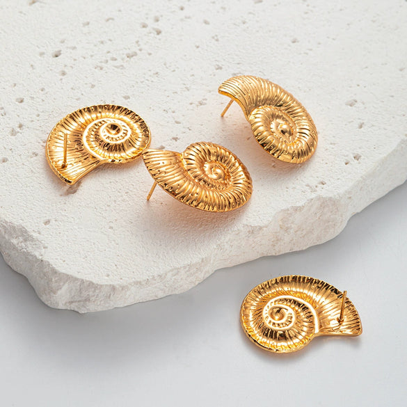 Stainless Steel Gold Plated Fashion Animal Snail Earrings For Women