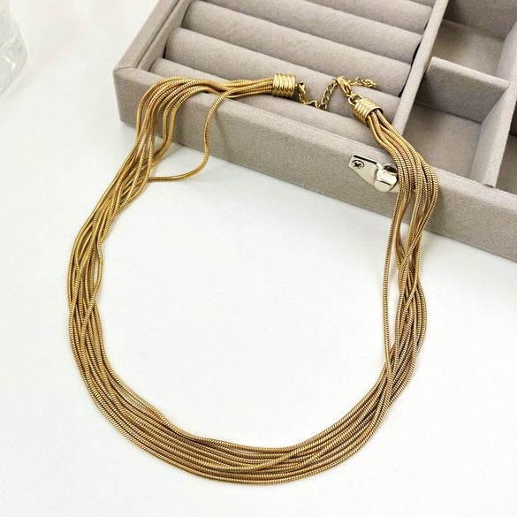 Stainless Steel Gold Plated Fashion Clavicle Chain Unisex Necklace With Electroplating