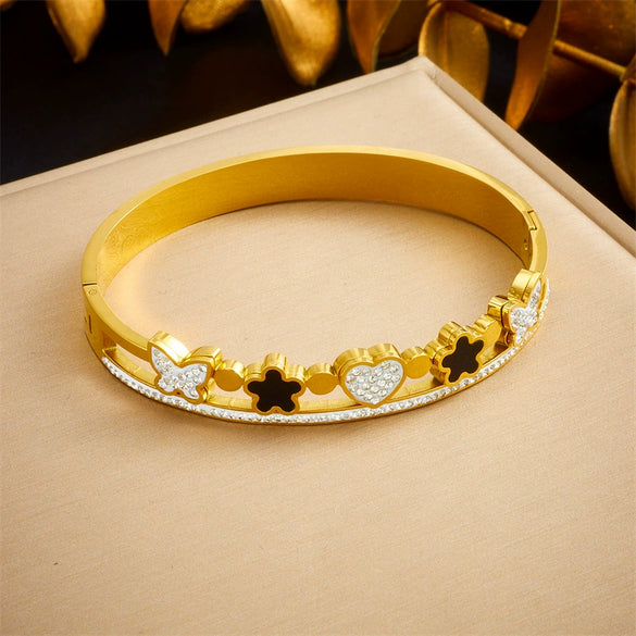 Stainless Steel Gold Plated Fashion Love Butterfly Fivepointed Star Bracelet Accessories