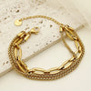 Stainless Steel Gold Plated Geometric Hollow Double Layer Fashion Women's Bracelet Jewelry