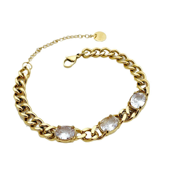 Stainless Steel Gold Plated Geometric Hollow Double Layer Fashion Women's Bracelet Jewelry