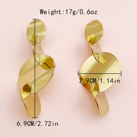 Stainless Steel Gold Plated Geometric Round Fashion Earrings For Women