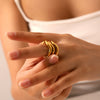 Stainless Steel Gold Plated Geometric Wave Shaped Women's Ring