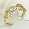 Stainless Steel Gold Plated Hollow Leaves Retro Bracelet For Women