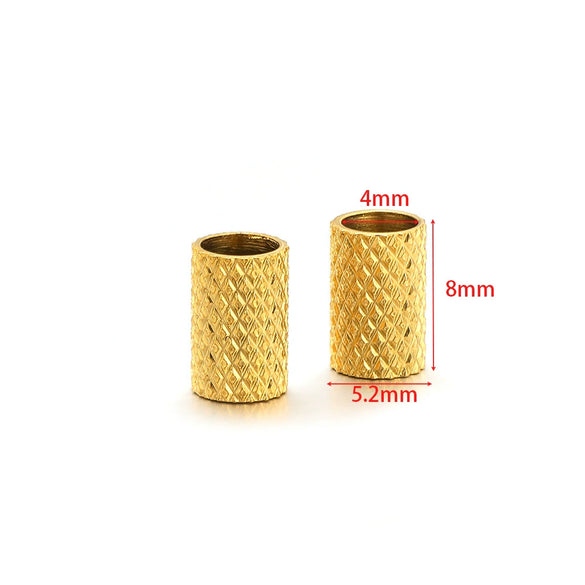 Stainless Steel Gold Plated Mesh Embossed Tube Beads Bone Hole Beads Diy Fashion Necklace Bracelet Beaded Accessories