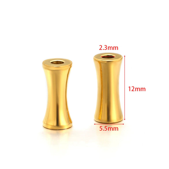 Stainless Steel Gold Plated Mesh Embossed Tube Beads Bone Hole Beads Diy Fashion Necklace Bracelet Beaded Accessories