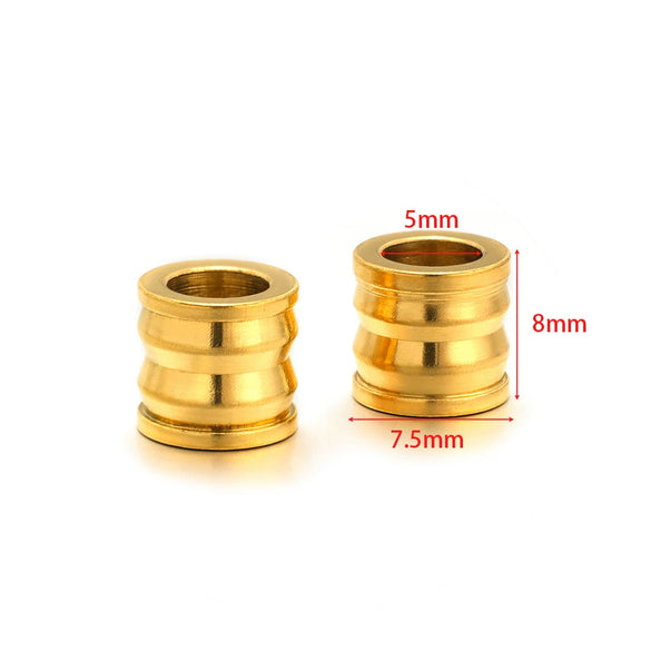 Stainless Steel Gold Plated Mesh Embossed Tube Beads Bone Hole Beads Diy Fashion Necklace Bracelet Beaded Accessories