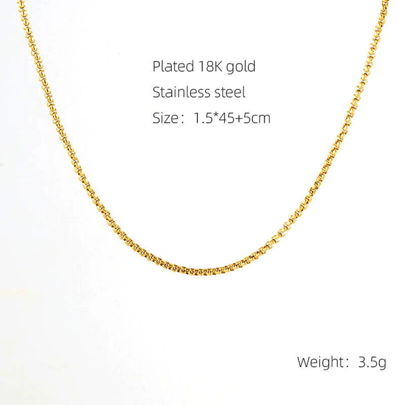 Stainless Steel Gold Plated Nonfading Necklace Push Chain Clip Bead Chain Furnace Vacuum Electroplated
