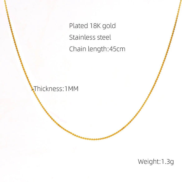 Stainless Steel Gold Plated Nonfading Necklace Push Chain Clip Bead Chain Furnace Vacuum Electroplated