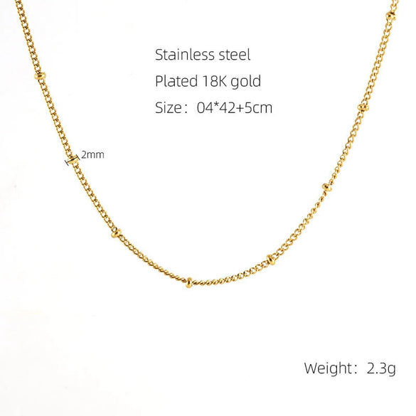 Stainless Steel Gold Plated Nonfading Necklace Push Chain Clip Bead Chain Furnace Vacuum Electroplated