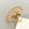 Stainless Steel Gold Plated Open Ring With Colorful Dripping Sunflower Peacock Open Screen Design Electroplated Geometric Style Unisex