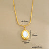 Stainless Steel Gold Plated Pearl Casting Heart Pendant Necklace With Titanium Steel Shell Clavicle Chain Electroplated Geometric Pattern For Women