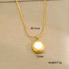 Stainless Steel Gold Plated Pearl Casting Heart Pendant Necklace With Titanium Steel Shell Clavicle Chain Electroplated Geometric Pattern For Women