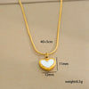 Stainless Steel Gold Plated Pearl Casting Heart Pendant Necklace With Titanium Steel Shell Clavicle Chain Electroplated Geometric Pattern For Women