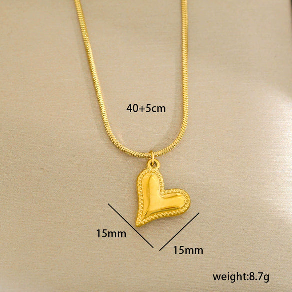 Stainless Steel Gold Plated Pearl Casting Heart Pendant Necklace With Titanium Steel Shell Clavicle Chain Electroplated Geometric Pattern For Women
