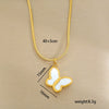 Stainless Steel Gold Plated Pearl Casting Heart Pendant Necklace With Titanium Steel Shell Clavicle Chain Electroplated Geometric Pattern For Women
