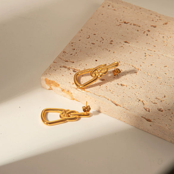 Stainless Steel Gold Plated Personality Niche Design Ear Buckle Earrings