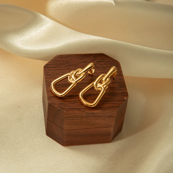 Stainless Steel Gold Plated Personality Niche Design Ear Buckle Earrings