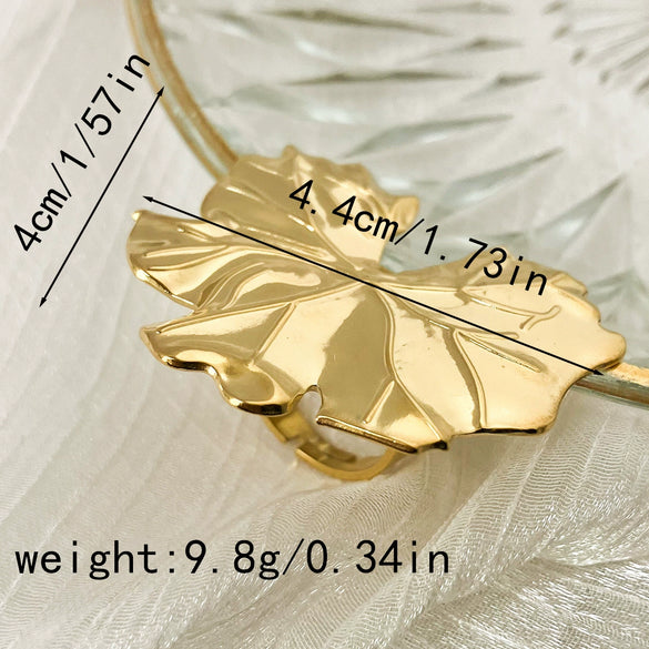 Stainless Steel Gold Plated Plant Shape Fashion Unisex Ring