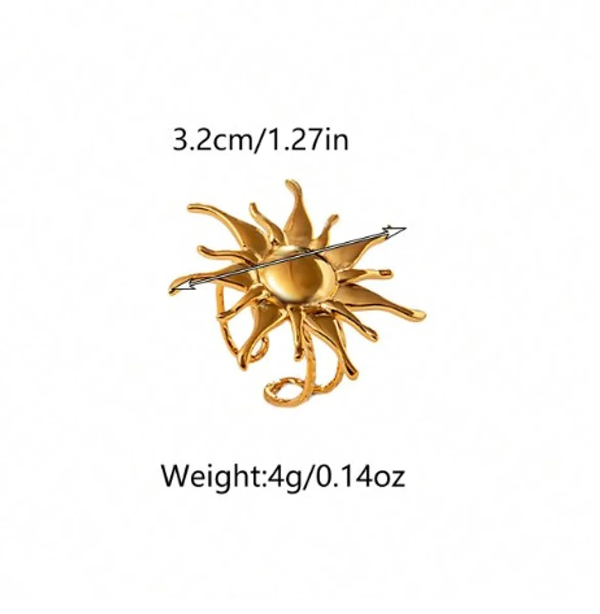 Stainless Steel Gold Plated Retro Sun Open Rings