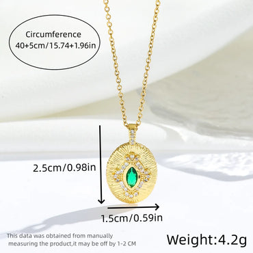 Stainless Steel Gold Plated Silver Plated Casual Commute Oval Inlay Zircon Pendant Necklace