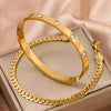 Stainless Steel Gold Plated Silver Plated Simple Style Inlay Solid Color Rhinestones Bracelets