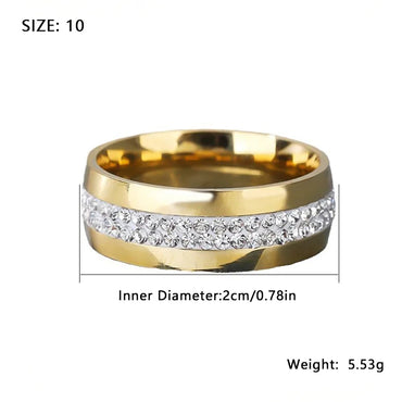 Wholesale Jewelry Simple Style Round 304 Stainless Steel Zircon Gold Plated Plating Inlay Rings